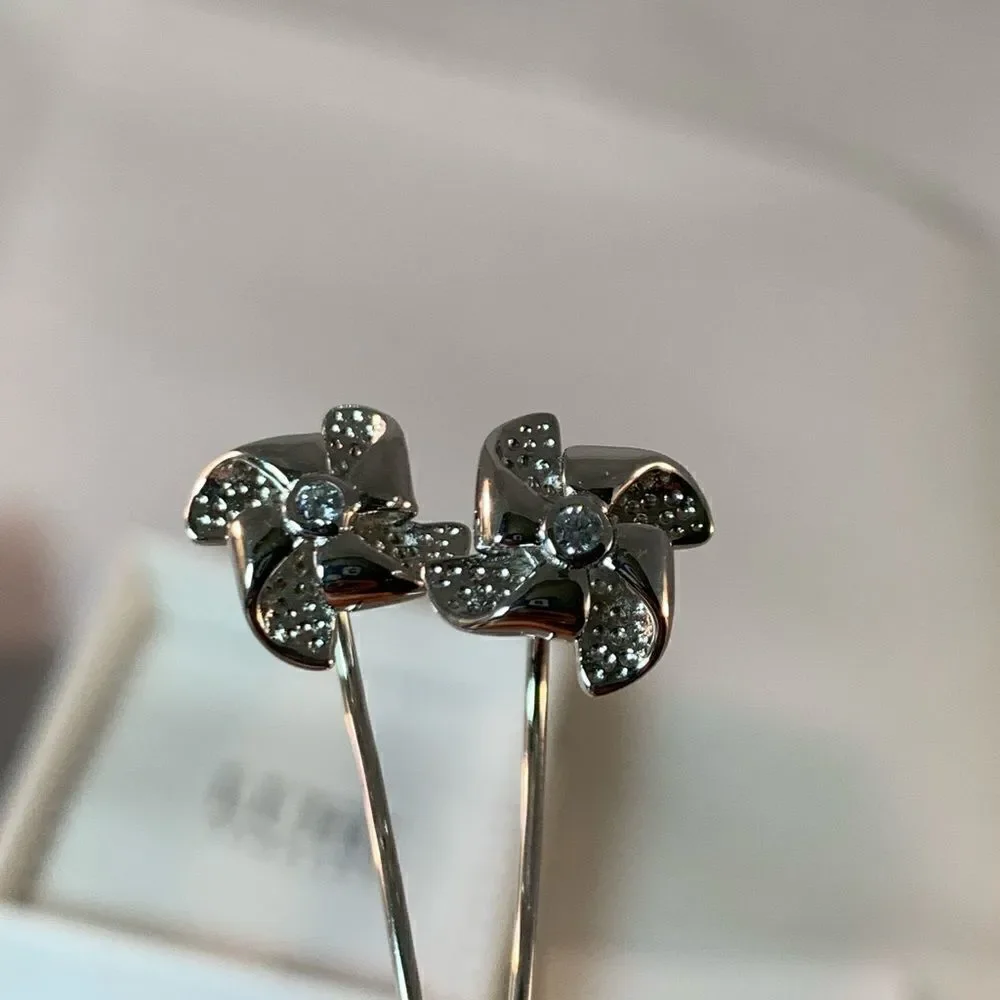 Sterling Silver Windmill Stud Earrings Tassel Earrings Dangles for Women…